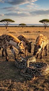 What will the hyena find inside the python’s secret lair #wildlife #nature #animals