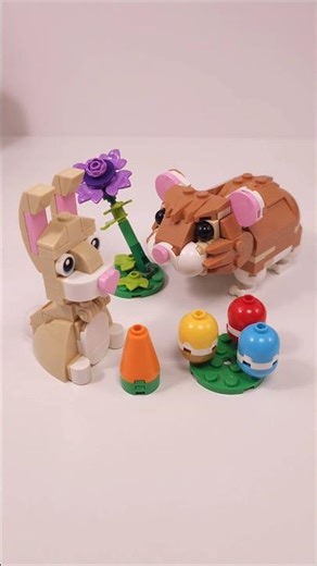 LEGO Creator Cute Easter Bunny (30716) vs Hamster with a Flower (31376) #shorts ‪@TopBrickBuilder‬