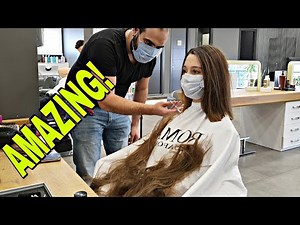 Trendy Long to Short AMAZING Hair Transformation | Lob & Short Haircut | ASMR Barber Sound