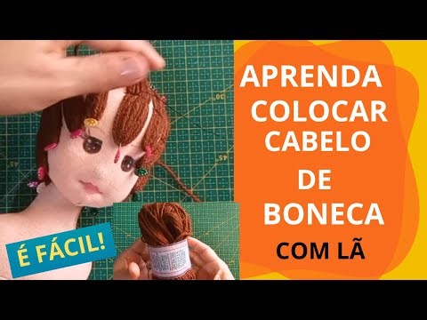 Learn how to easily attach doll hair using wool.