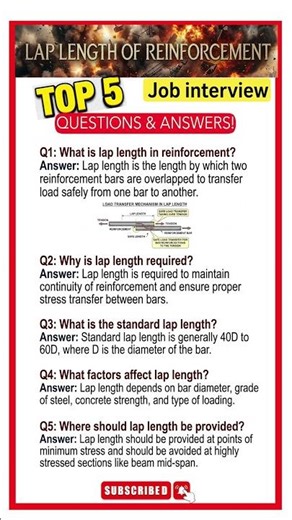 Lap Length of a Reinforcement // Top 5 Interview Questions & Answers