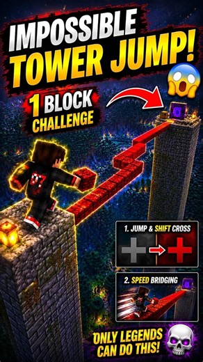 Minecraft Impossible Speed Bridge 😱 Tower to Tower Challenge! #shorts