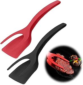Egg Flipper Spatula Tongs 2 PCS Spatula for Non Stick Frying Pan 2 in 1 Grip & Flip Kitchen Tongs, High Heat Resistant BPA Free Cooking Utensils, Ideal Cookware for Pancakes, Fish, Eggs, Toast