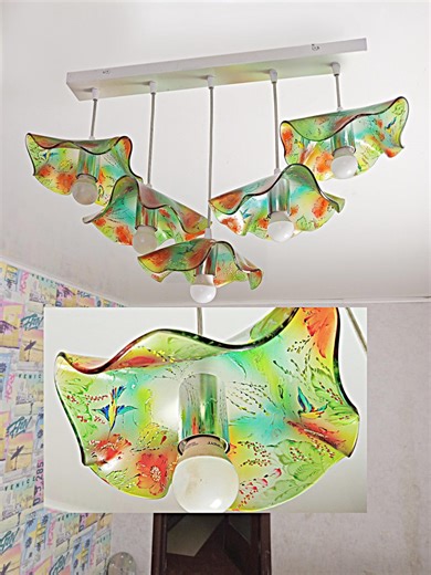 Hand-painted Glass Pendant Light: Modern Kitchen Island Lighting - Etsy