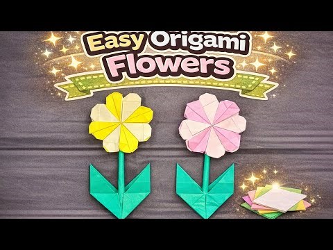 Easy Origami Flower with Stem and Leaves 🌸 | Simple Paper Flower Tutorial