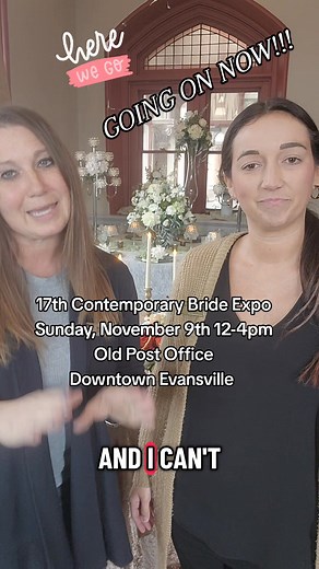 GOING ON NOW!!! Join us for the 17th Evansville Contemporary Bride Expo - 💍✨ LOVE 💕 SHARE 🔁 REPEAT 🔄 ✨💐 TODAY'S THE DAY!🚨 Don't miss out on the area's hottest fall bridal show 🚨 📅 Sunday, November 9, 2025 ⏰ 12:00 PM – 4:00 PM 📍 The Old Post Office Event Center – Downtown Evansville, IN- SEE YOU SOON! Thank you Jordan for hopping on camera to tell us a bit about Just Your Style Events and what it expect today! Come explore one of Evansville's Best Wedding Venues 🏆 and meet the team who’