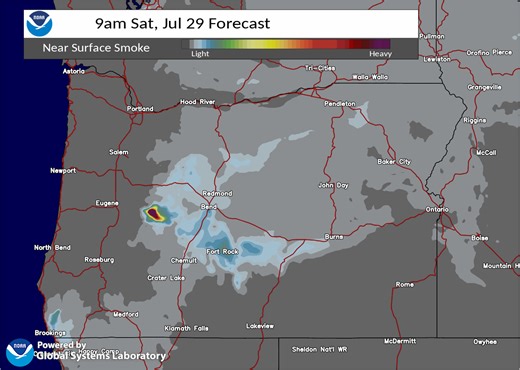 Just a look at the smoke forecast through tomorrow. | US National Weather Service Pendleton Oregon