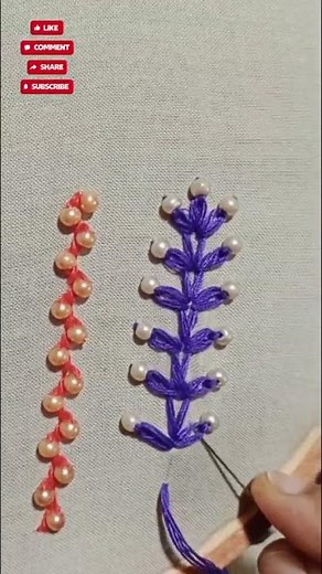 Beautiful Beaded Border Embroidery | Easy Pearl Stitch Design | Hand Embroidery Tutorial