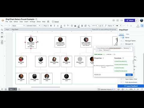 Track budgets with Lucid org chart formulas