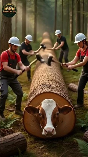 “Cow Trapped Inside Tree – Brave Workers Save Her!” #CowRescue#AnimalRescue#Rescue15c