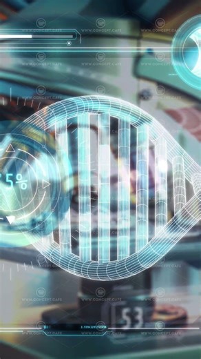 Medical research in infographics with DNA decoding.