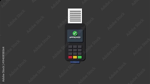 POS Terminal transaction: A modern Point of Sale (POS) terminal, displays an approved transaction, representing a seamless and efficient payment process.