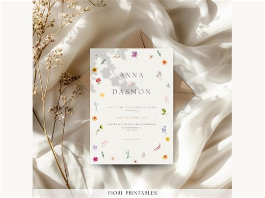 Floral Wedding Invitation Template, Elegant Garden Design (digital Download) - Etsy