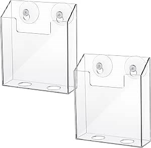 Thyle 2 Pcs Acrylic Brochure Holders Suction Cup Display Racks Wall Window or Glass Mount Clear Organizer Brochure Hanging Pamphlet Holder for Flyer Magazine File Display Book(7.25" X 6.25" X 2")
