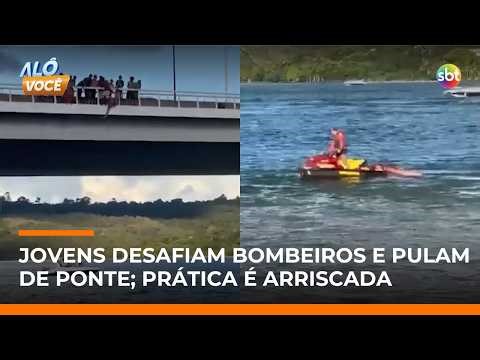 Young people ignore firefighters and jump from an 18-meter bridge into Lake Paranoá; see the warn...