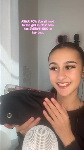 ASMR POV: You sit next to the girl in class who has EVERYTHING in her bag..#asmrsounds #asmr #shorts