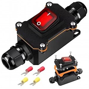 IP67 Waterproof Inline Switch with Red Light Rocker Button, On Off Toggle Switch for AC/DC 20A-125V,16A-250V,30A-24V,35A-12V DPST, Outdoor/Indoor Two-Side Entry & Exit Line