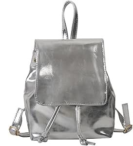 Small Backpack Purse for Women PU Leather Backpack Purse for Women Aesthetic Backpack Mini Backpack Purse (Silver)