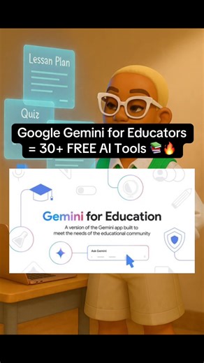 #creatorsearchinsights Teachers, this is your sign. Gemini for Educators just dropped 30 AI tools made just for the classroom. Think AI that writes your quizzes, recaps videos, and helps you differentiate in seconds. And it’s all built into the tools you already use. No more overwhelm. No more guessing. Let’s talk real impact. #teacherai #geminiforeducation #aiinclassroom #edtech #aiwithwhit #teachersoftiktok #ai #aitools #gemini #teacher