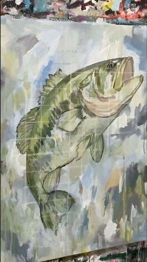 A largemouth bass painting Timelapse #bassfishing #fish #fishing #fishart