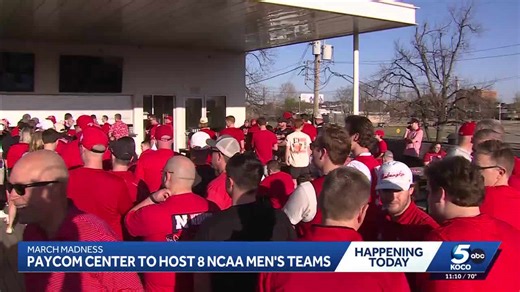 'Go Big Red!': Nebraska fans flood downtown Oklahoma City for March Madness