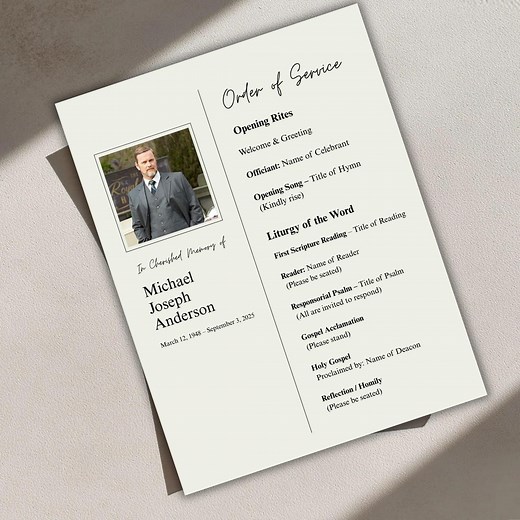 Catholic Funeral Mass Program Template – Editable Bifold Order of Service (digital Download) - Etsy