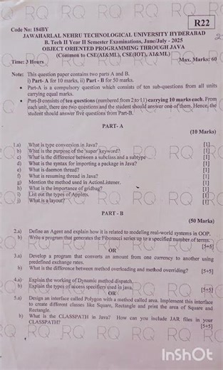 OOP through JAVA #jntuh #B.Tech #2-2 #semester #r22 #java #aiml #CSE