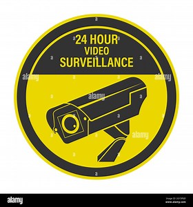 WARNING 24-hour video surveillance. A sign, sign or sticker with a warning about round-the-clock video surveillance. Flat style Stock Vector Image & Art - Alamy