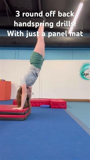 Round of backhand-spring drills! With just a panel mat. #gymnastics #foryou #gymnast #tumbling #flip