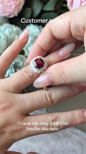 Customer order 7 carat lab ruby ring #junolabshelley #junolabjewelry #labgrownruby #labgrownrubyjewery