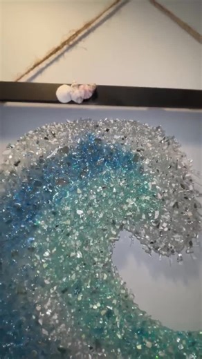 Sea Glass Wave Art: Resin Beach Scene, Crushed Glass Decor - Etsy