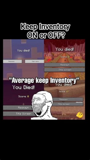 Average Keep Inventory Player in Minecraft 💀😂 #meme #shorts #funny #gaming