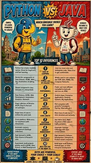 🐍⚔️☕ Python vs Java | Top 10 Differences Explained! 🚀💻
