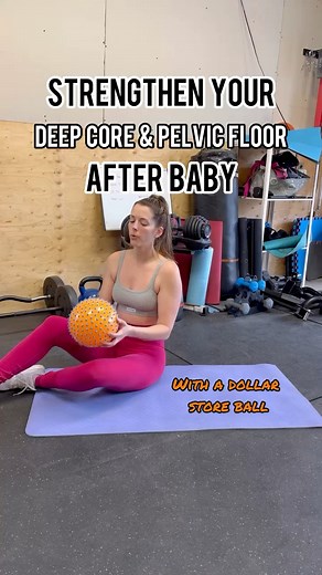 💥Looking to Strengthen Your Deep Core & Pelvic Floor?💥 Grab a squeezable ball and try this circuit!Remember to always listen to your body and get cleared by your healthcare provider. If 30 seconds is too difficult, start with 15 seconds and work your way up! If 30 seconds is easy, work up to 60! Heck, add another set of exercises in! 💪🏼Using the ball really helps you feel your deep core and pelvic floor muscles! Strengthening your deep core helps pull the abdominal wall inward, improving cor
