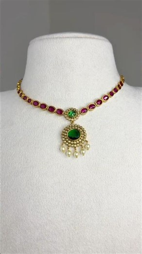 Premium Kemp Ruby and Green Stone Necklace