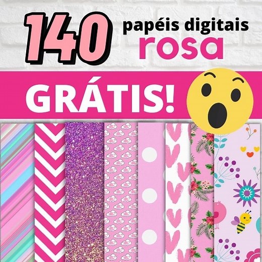 Papel Digital Rosa: 140 modelos grátis para baixar - Papelaria Personalizada Fácil