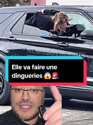 Une scène devenue vite virale dans le monde après qu'une femme menottée se soit échappée de l'arrière d'une voiture de police par la vitre. 🤯🚔#coffeebird #Évasion #Femme #Police #Voiture