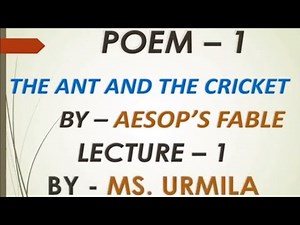 Class 8th, English, Poem-1, Lecture 1, (The Ant and The Cricket)