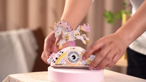 DIY Wooden Unicorn Voice Recorder Puzzle – 3D Wooden Puzzles Mechanical Model with Movable Tail & Sound Playback – Magical Gift for Hobbyists & Collectors