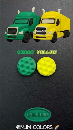 Mixing Air Dry Clay Colors | Green + Yellow Clay Truck | Satisfying Freightliner Build #shorts