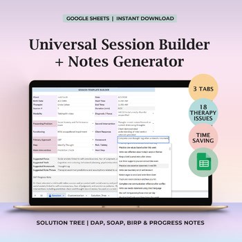 Therapy Notes Spreadsheet Builder | SOAP DAP BIRP Progress Notes | Counselor Doc