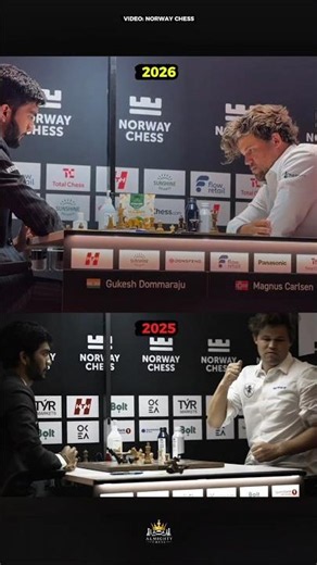 Gukesh vs Magnus - 1 year later at Norway Chess 😍❤️#chess #gukesh #magnuscarlsen #shorts