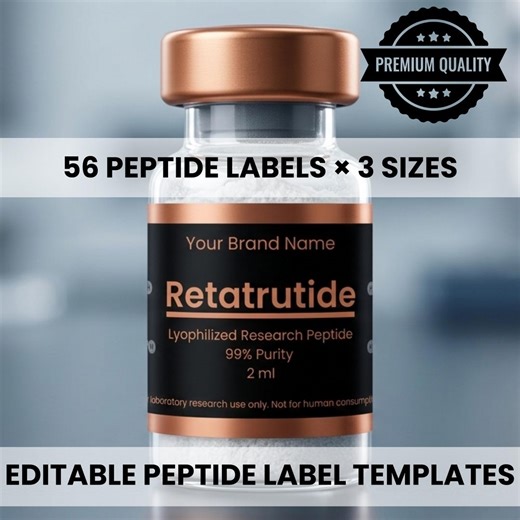 Printable Peptide Labels, Editable Vial Stickers, Lab & Clinic Med Bottle Template, Canva Template, Digital Download - Etsy Canada