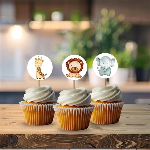 Safari Animal Cupcake Toppers Printable, Jungle Birthday Stickers, Water Bottle Labels, Kids Party Favor Box Decor - Etsy