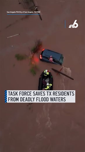 287K views · 8.2K reactions | Shocking drone footage from San Angelo police shows rescue teams saving residents from rising waters during the flood in Texas. The video captured several cars under water as Texas Task Force 1 came to the drivers' aid and a father and his young son holding on to a pole as the waters rose. #flood #texas #rescue #danger | NBC 6 | Facebook