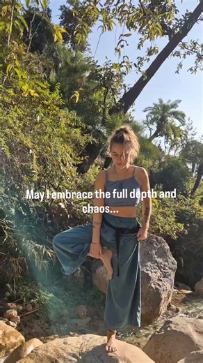 Sofie Schmidt 🌻 Yoga Teacher | Dance Therapy Guide | UGC Creator on Instagram: "Instead of fighting the chaos or constantly chasing clarity, I practice moving through it - receiving the moments with breath, and a little more kindness toward being human. Gently trying to noticing and observe my own reactions when I feel unbalanced, or when life places me in difficult situations. Learning peace through acceptance ✨️✨️✨️ #rishikeshyoga #yogaeveryday #loveyourself #beyourself"