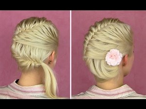 French fishtail braid tutorial Prom seashell updo for medium long hair Seitlich flecht frisur