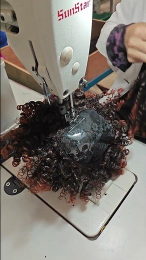 高头缝纫机制作化纤丝假发头套。 假发技能。#wigs #shots #hairextensions