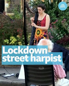What a lovely thing to do! Scarlett has been taking her harp to play for people stuck indoors 🎼👏 | BBC Bristol