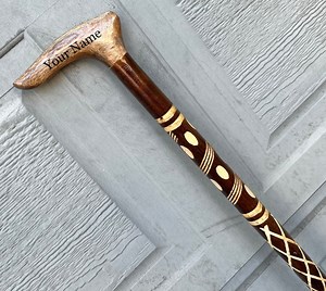 Handmade Carved Beech Wood Walking Cane - Personalized Wooden Stick - Etsy